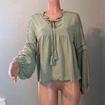 Newbury Kustom  SHIRT BELL SLEEVE BLOUSE XL SAGE GREEN FALL RELAXED FIT  NWT #154 Photo 2