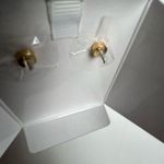 House of Harlow  1960 Gold Tone Ribbon Stud Earrings Nickel-Free New In Box Photo 5