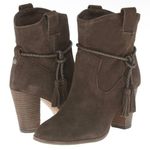 Dolce Vita Melah Western Ankle Boots Booties Tassel Fringe 7.5 Olive Brown Suede Size undefined Photo 0