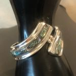 TAXCO Sterling Silver 925 and Abalone Shell Inlay Hinged Cuff Bracelet Photo 1