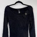Karen Kane Vintage Y2K Sweater Womens Medium Black Eyelash Whimsigoth Lace Bow Photo 1