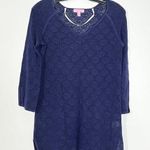 Lilly Pulitzer Navy Blue Eyelet Open Knit Tunic Sweater Womens Size XS Photo 0