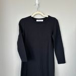 SONNET JAMES Reese Black Textured Dress Size Small Waffle Knit Midi Long Sleeves Photo 3