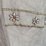 Handmade Linen  Floral Beads Embroidery Aprox L Photo 8