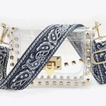 Nib Unbrand Paisley 5cm Colorful Thick Canvas Shoulder Belt Adjustable Strap Black Photo 1
