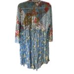 Multiples  Kimono Top Open Mesh Embroidery SZ LG  Sheer Patchwork Boho Fairy Chic Photo 4