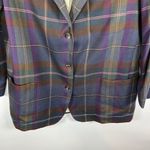 Vintage Country Shop Plaid Purple Green Blazer Women’s Size 12 Button Up Photo 3