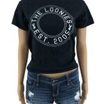 Gildan SMALL Women's Black Distressed The Loonies Crop Short Sleeve Tee Shirt Photo 0