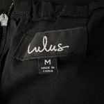 Lulus  Medium Mini Fit 'n Flare Dress Tie Ladder Racerback Lined Black Photo 8