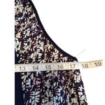 Entro  Floral Print Tie Neck Halter Top Blouse Pleated Navy Blue S Office Siren Photo 7