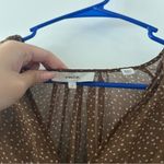 Vince  Brown Polka Starry Dot Shirred Long Sleeve Dress Size S Photo 5