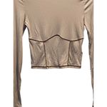 Aritzia Sunday Best Ribbed Corset Stitch Crop Top Beige Size S Neutral Retro Photo 6