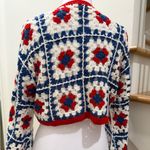 Francesca's Collections Red, Blue, and White Crochet Cardigan Red Size M Photo 3