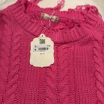 Altar'd State NWT Pink Cable Knit Cropped Sweater Fringe Hem Size M Photo 2