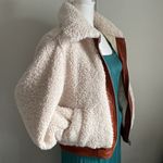 BLANK NYC Faux Shearling Sherpa Vegan Leather Trim Full Zip Bomber Jacket Photo 2