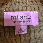 francesca's Miami Payton Faux Suede Pleated Blouse Brown Sz L Size L Photo 4