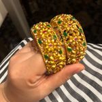 Indian Jewelry 2 PC Bollywood Gold Plated Chur New Style Trendy Kada Set Photo 7