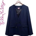 Lilly Pulitzer Blazer Collarless Staple Navy Blue Business Career Jacket Size 0 Photo 1