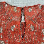 Anthropologie Love Sam Kamala Top Womens L Orange Paisley Peasant Sheer New Photo 10