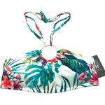 Vince Camuto Logo-Ring Halter Bikini Top Palm Floral Print Green White S Photo 2