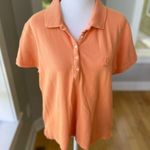IZOD Melon Coral Orange Short Sleeve Polo Collared Shirt Size Medium Tennis Prep Photo 0