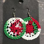 Crochet circle dangle earrings handmade MunandMe Photo 1