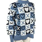 Studio Park X Courtney Khondabi Heart Sweater Blue Small Valentine Winter Photo 4