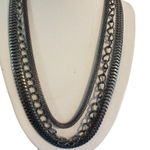 Multi Layered Chain Gunmetal Necklace Mesh Link Flat Steampunk Goth Emo Adj 19" Photo 0