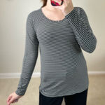 Lululemon Athletica Heathered Dark Gray Striped Long Sleeve Tee Photo 0