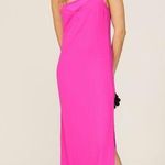 Line and Dot  Adelyn Hot Pink Maxi Slip Dress Square Neck Spaghetti Straps Ruffle L Photo 0