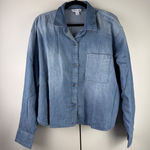 Old Navy  Womens Denim Shirt Cropped Lightweight Blue Chambray XL Western Chic Photo 0