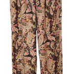 Anne Carson  Brown and  Pink Paisley Silk Wide-Leg Pants Size Large Photo 0