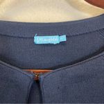 J. McLaughlin  Navy Blue Zebra Print Cuffs Open Knit Cardigan Coat Size‎ M Photo 2