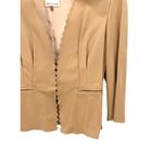 Rebecca Taylor  Tan Genuine Leather Scalloped Open Front Jacket Small Photo 7