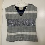 Ace & Jig  gray striped shimmer sleeveless v neck button front top Medium Photo 0
