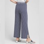 Chico's Chico’s Wide Leg Cropped Sweater Pants Sz 2 L 12 Navy Blue Striped Knit Capsule Photo 2