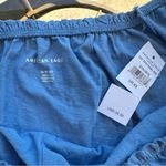 American Eagle  Button Front Short Puff Sleeve Top in Blue Size XS NWT Photo 2