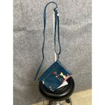 Espe Vegan Leather Cat Floral Crossbody Bag Blue Whimsical Applique Purse Photo 9