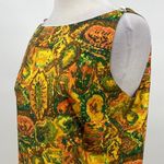 Vintage 70s Hawaiian Painted Sundress Boatneck Round Hem Cotton Medium/ Large Yellow Photo 5