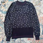 French Connection WOMENS  SIZE UK M NAVY MIX CREW PULLOVER BLOUSE TOP FRILL TRIM Photo 0