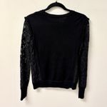 Tory Burch  Dina Merino Wool Long Sleeve Lace Sweater Black Women's Size XS Photo 2