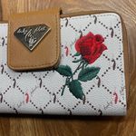 Baby Phat  Hand Clutch Wrist Wallet - Brown Leather with Rose Engraved Design Photo 5