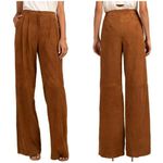 Trina Turk 💕💕 Daru Suede Pants ~ 100% Goat Leather Cognac Brown 10 NWT Photo 1