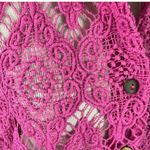Free People Free Peoole Until Sundown Crochet Shacket Shirt Small Gin Fizz Pink NWOT Photo 9