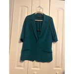 Elizabeth and James  Teal Silk Blend Three Quarter Sleeve Blazer Jacket Size 10 Photo 2