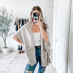 Halogen Nordstrom 100% Cashmere Oatmeal Open Short Sleeve Cardigan Photo 5