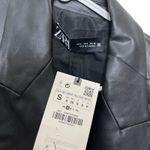 ZARA  NWT Faux Leather Double Breasted Blazer Black Women’s Size Small Photo 9