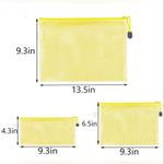 Set/3 Waterproof GREEN Document Zipper Travel Pouches, File Organizers, Clear Photo 4