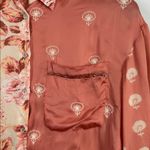 ZARA  satin floral and embroidered button down blouse size small Photo 3
