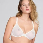 CUUP The Plunge Mesh Bra Size 32D Underwire Sheer Salt Ivory Off White NEW Photo 1